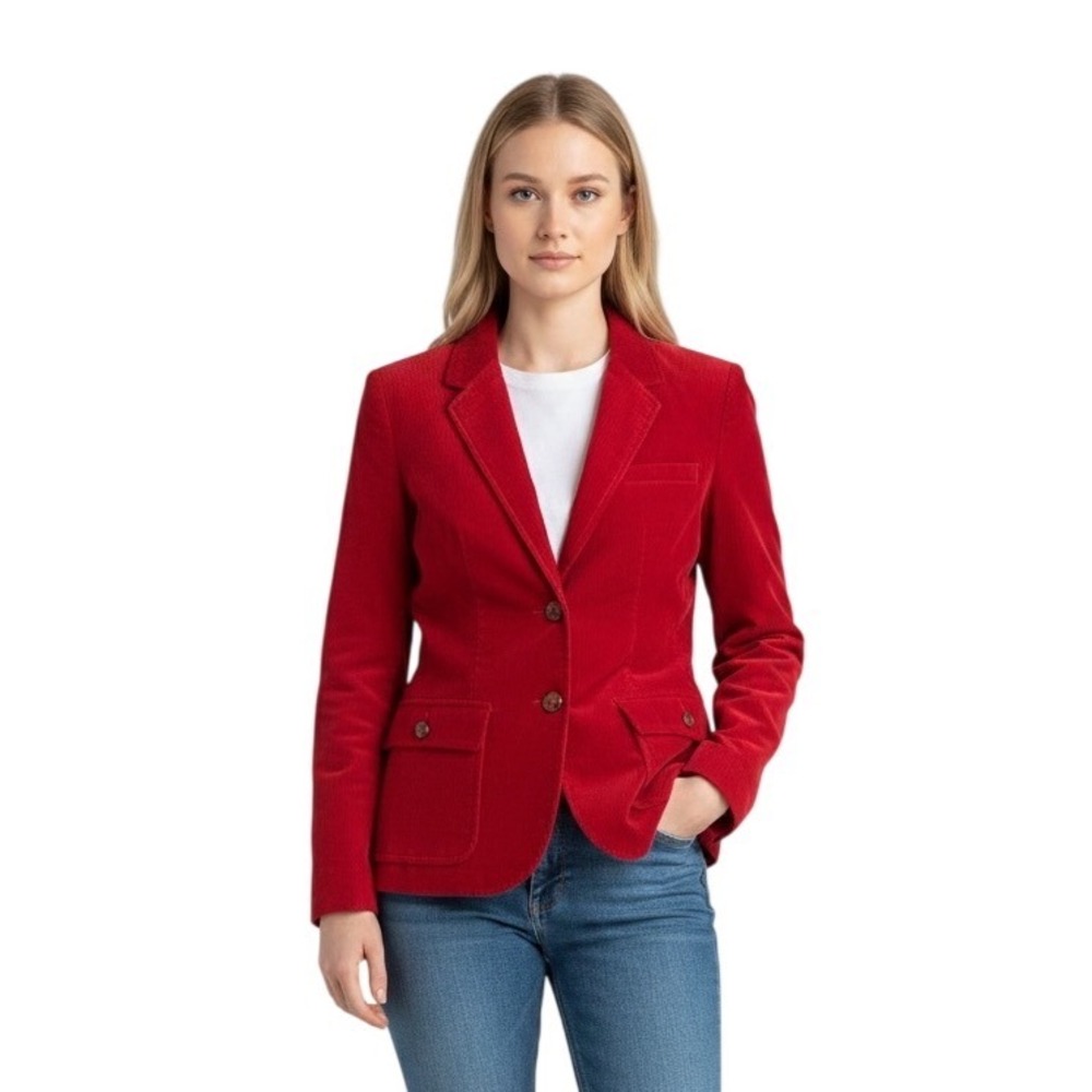 The Villager Vintage Red Corduroy Blazer Size 6